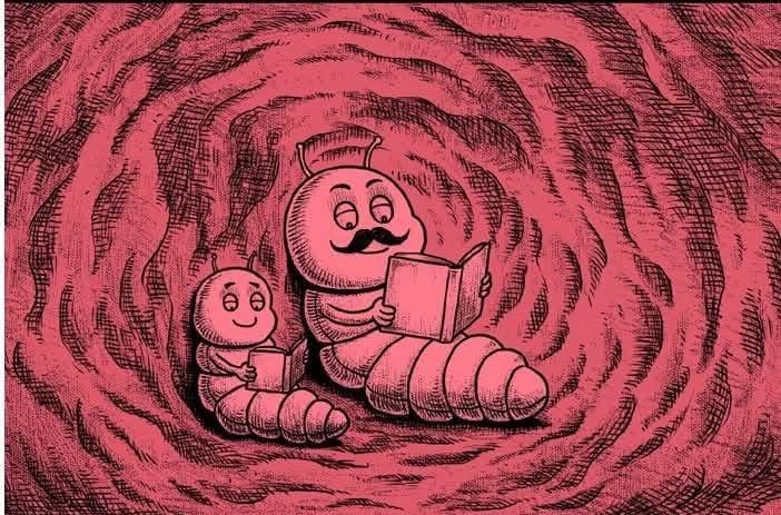 They are reading and talking.